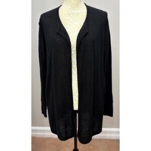 James Perse Women Sz 1 Small Black 100% Cashmere Long Sleeve Cardigan Minimalist